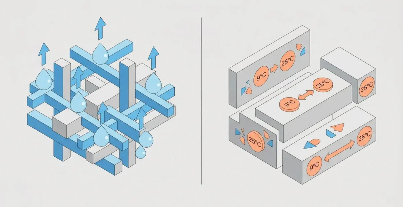 Schéma comparatif des deux technologies de refroidissement textile : évaporation et changement de phase.